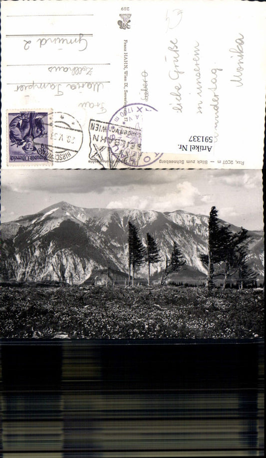 591337,Foto Ak Rax Blick zum Schneeberg Hirschwang Reichenau an der Rax