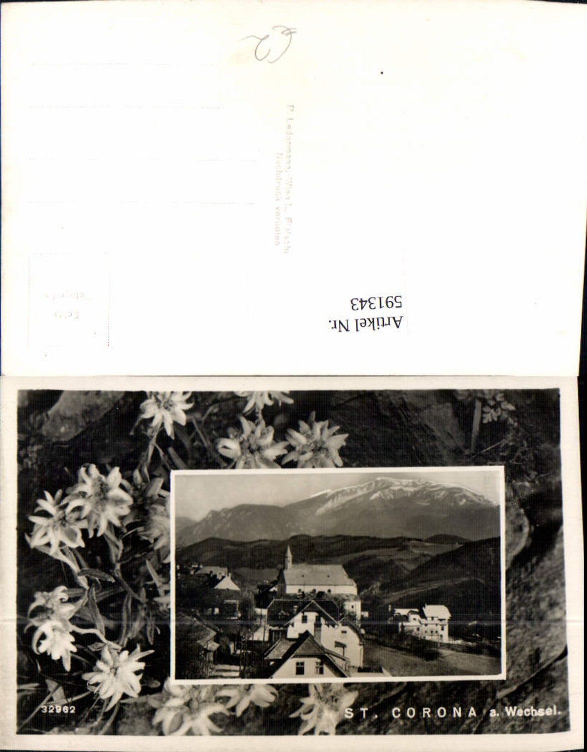 591343,Foto Ak St. Corona am Wechsel Ansicht Passepartout Blumen Edelweiß