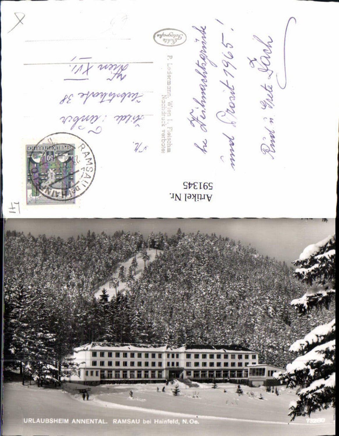 591345,Foto Ak Urlaubsheim Annental Ramsau b. Hainfeld Winterpartie