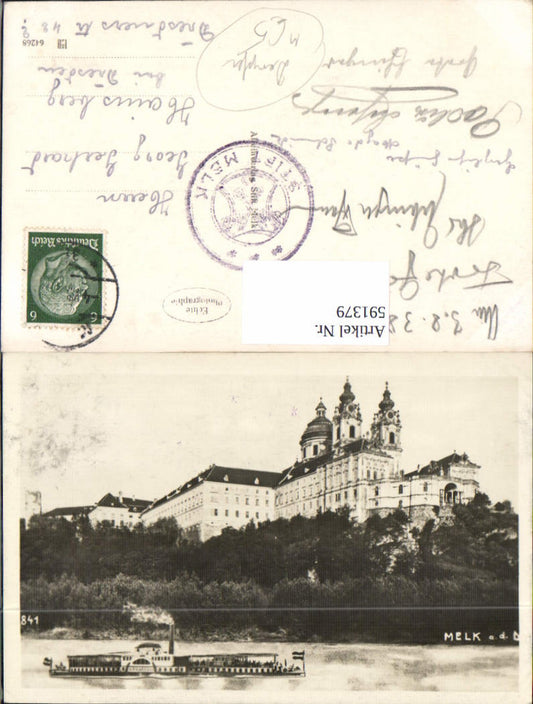 591379,Foto Ak Melk a. d. Donau Stift Schiff Dampfer Dürnstein