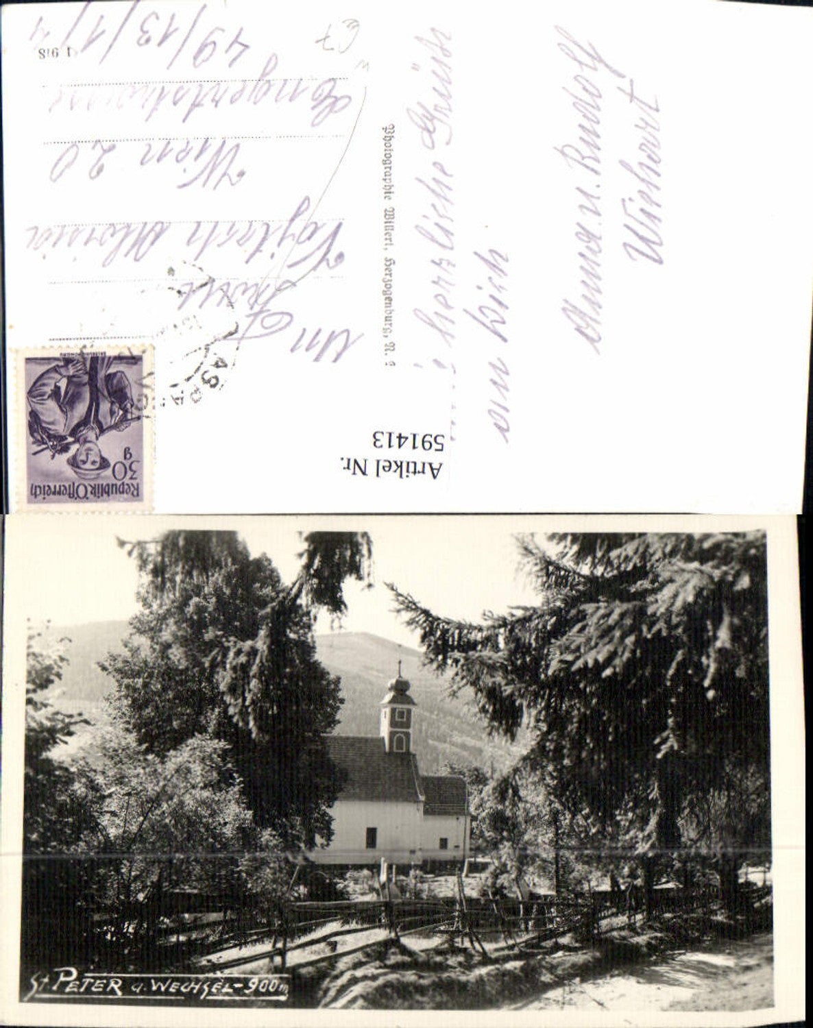 591413,Foto Ak St Peter a. Wechsel Kirche Aspangberg-St. Peter