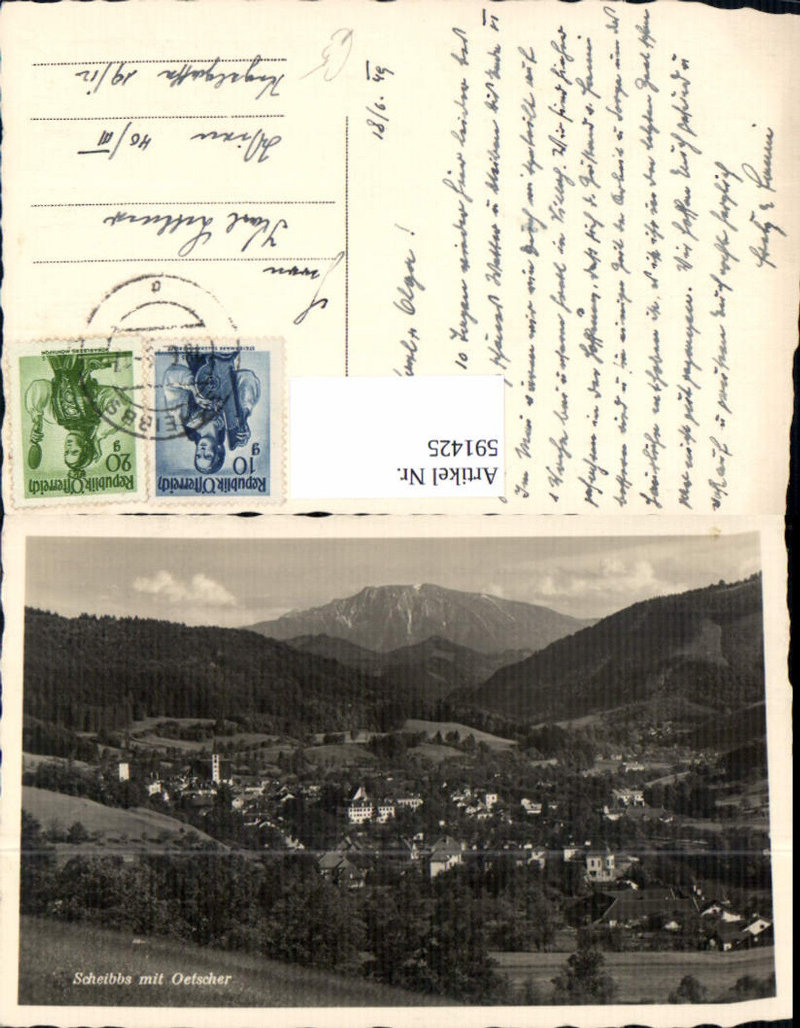 591425,Foto Ak Scheibbs m. Ötscher