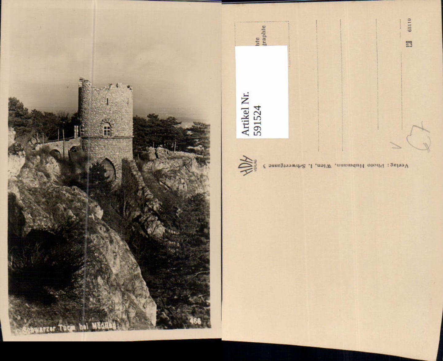 591524,Foto Ak Schwarzer Turm b. Mödling pub Photo Hubmann 466