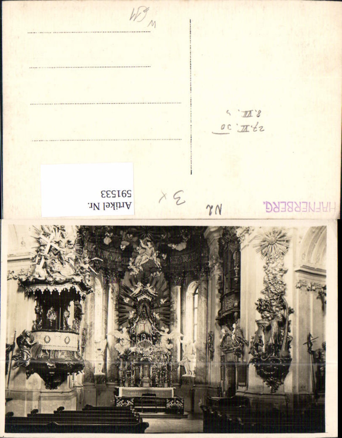 591533,Foto Ak Hafnerberg Kirche Innen Altar Altenmarkt an der Triesting