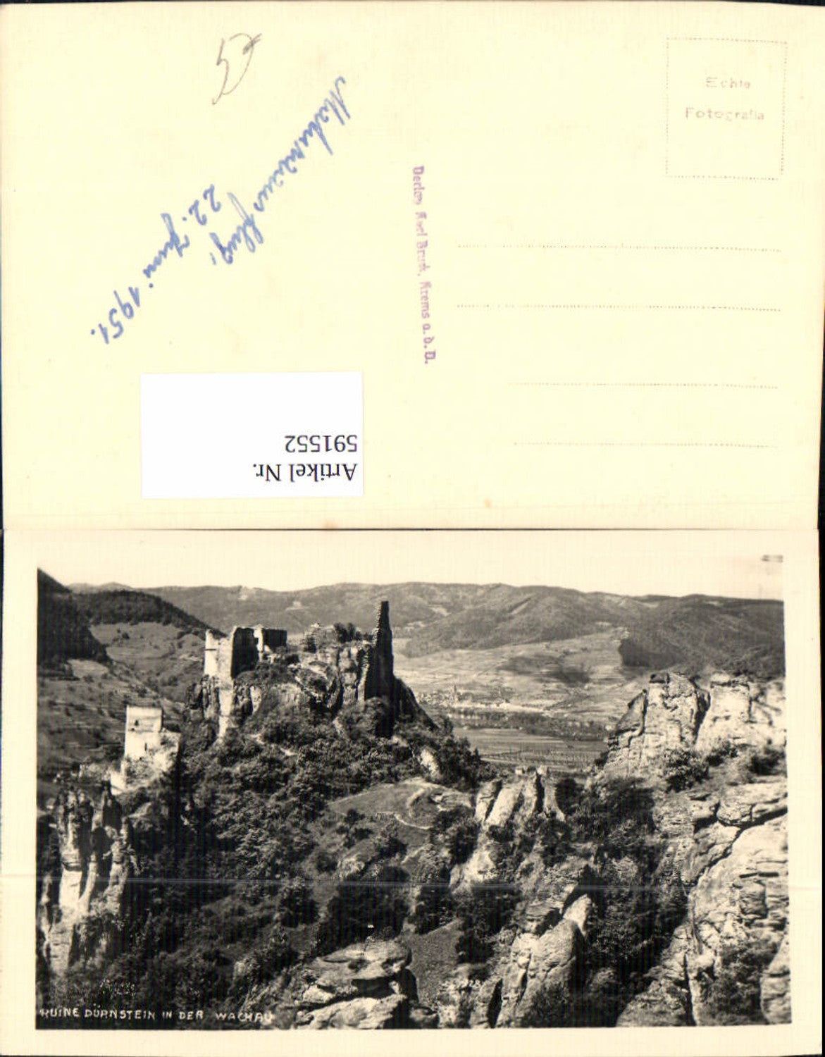 591552,Foto Ak Ruine Dürnstein Wachau