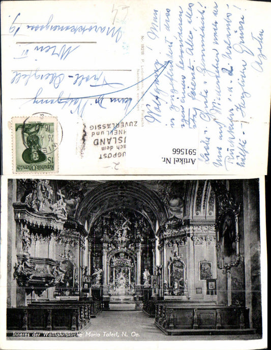 591566,Foto Ak Maria Taferl Inneres d. Wallfahrtskirche Kirche Altar