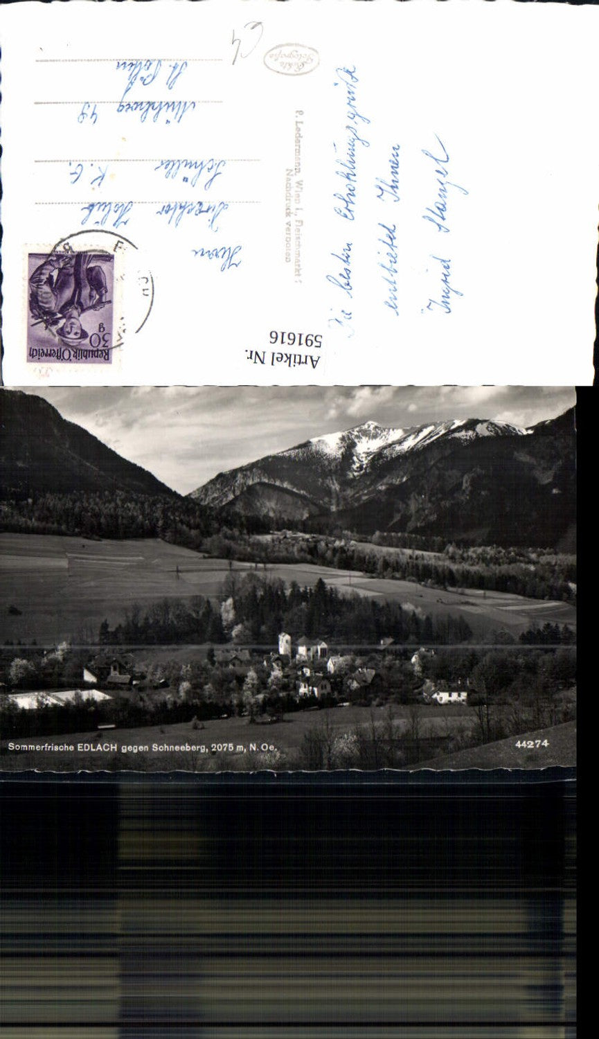 591616,Foto Ak Edlach an der Rax Reichenau an der Rax geg. Schneeberg Ansicht