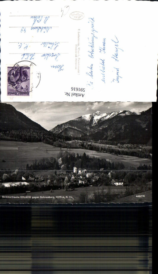 591616, Photo Ak Edlach an der Rax Reichenau an der Rax opposite Schneeberg view
