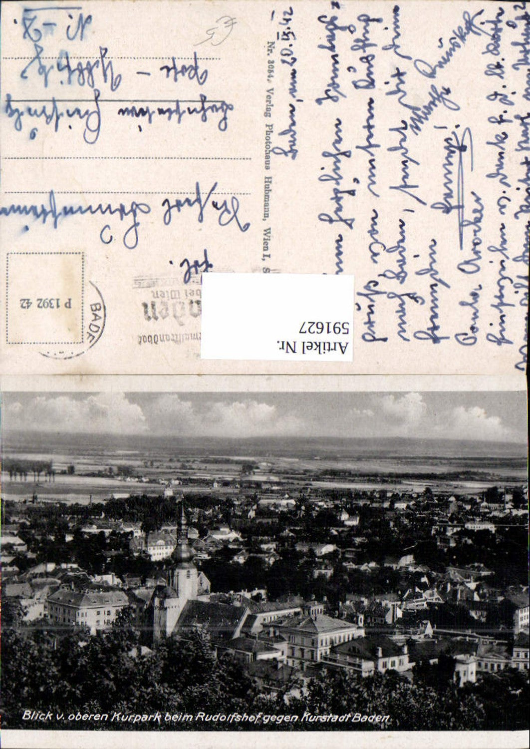 591627,Blick v. Oberen Kurpark b. Rudolfhof geg. Baden