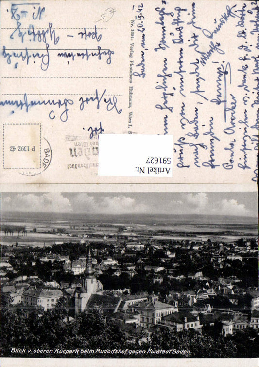591627,Blick v. Oberen Kurpark b. Rudolfhof geg. Baden