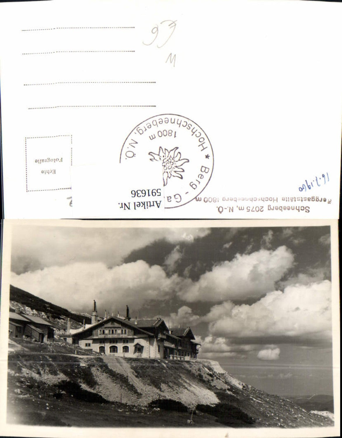 591636, Photo Ak Schneeberg Berggaststätte Hochschneeberg Puchberg am Schneeberg