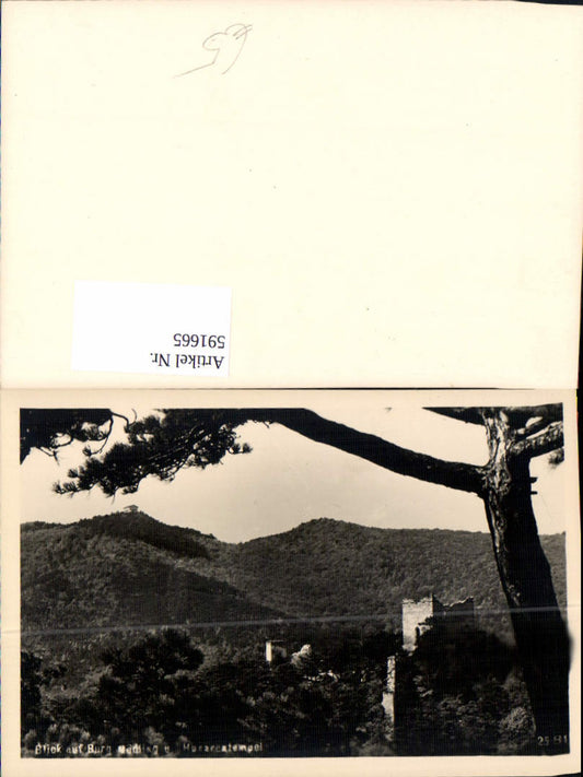 591665,Blick auf Burg Mödling u. Husarentempel