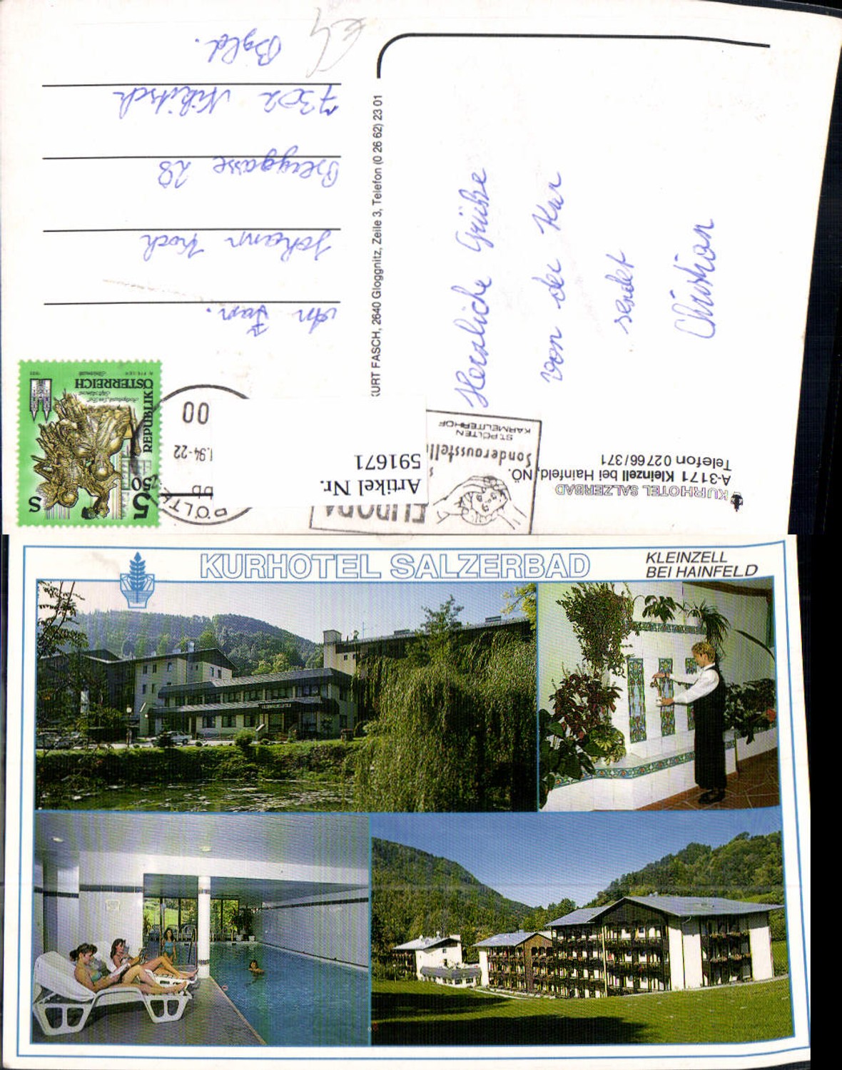 591671,Mehrbild Ak Kurhotel Salzerbad Kleinzell Hainfeld Hallenbad Garten