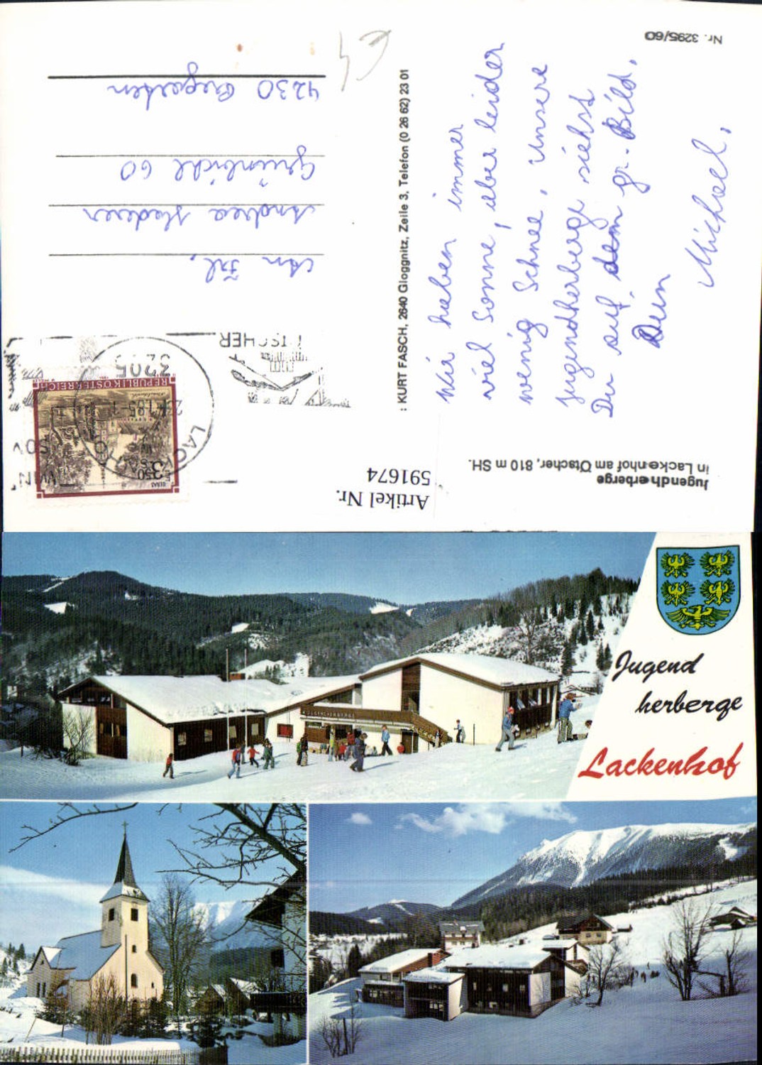 591674,Mehrbild Ak Jugendherberge Lackenhof Gaming Winterpartie