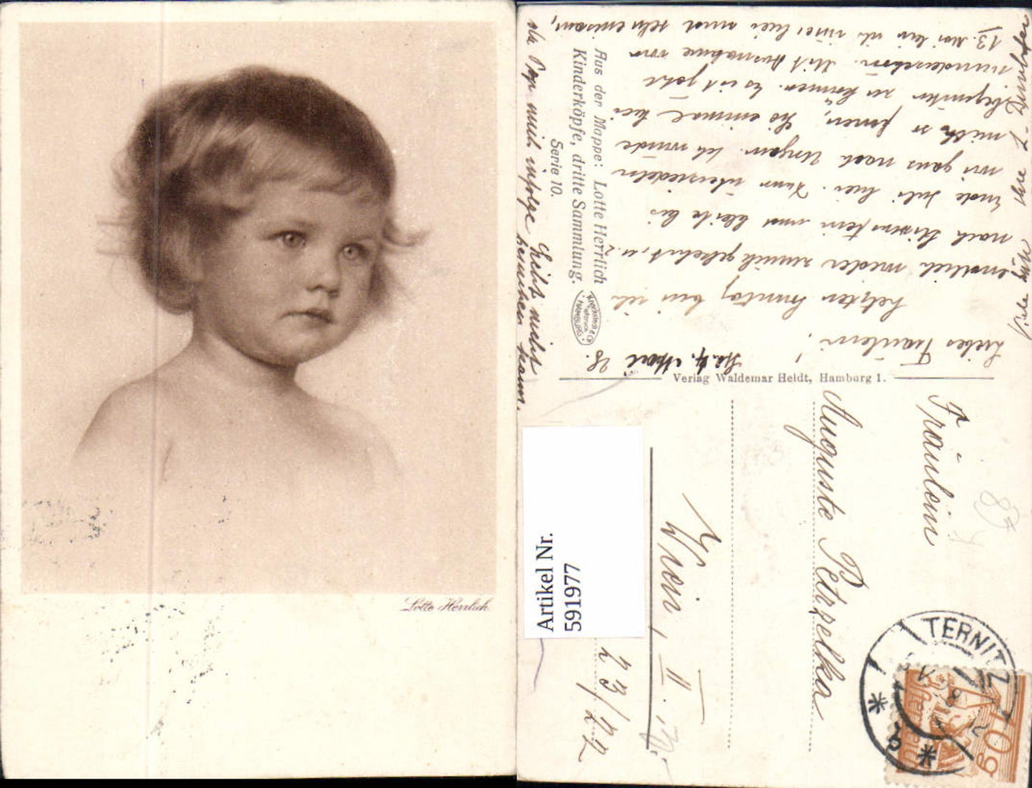 591977,tolle Künstler AK Lotte Herrlich Kinderköpfe dritte Sammlung Serie 10