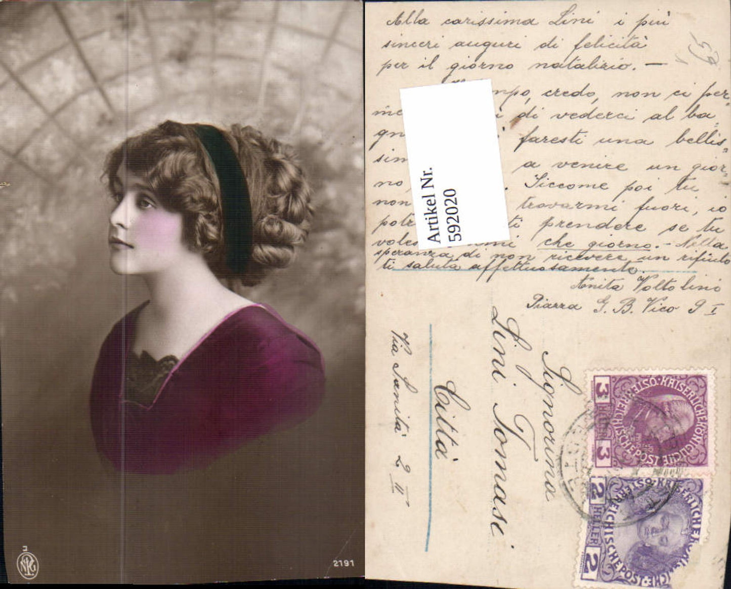 592020,Foto-AK Frau Haarband Frisur Portrait pub NPG 2191
