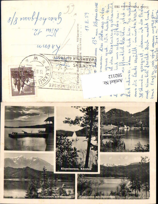592112,Mehrbild Ak Klopeinersee Segelboot Hochobir Steineralpen Sankt Kanzian am Klopeiner See