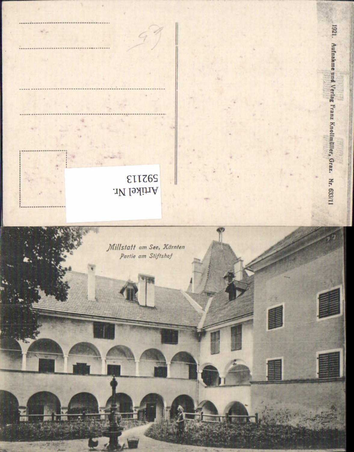 592113,Millstatt a. See Partie Stiftshof Stift Brunnen