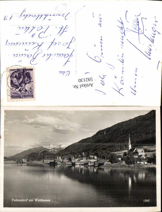 592130,Foto Ak Techendorf a. Weißensee Gemeinde Weißensee