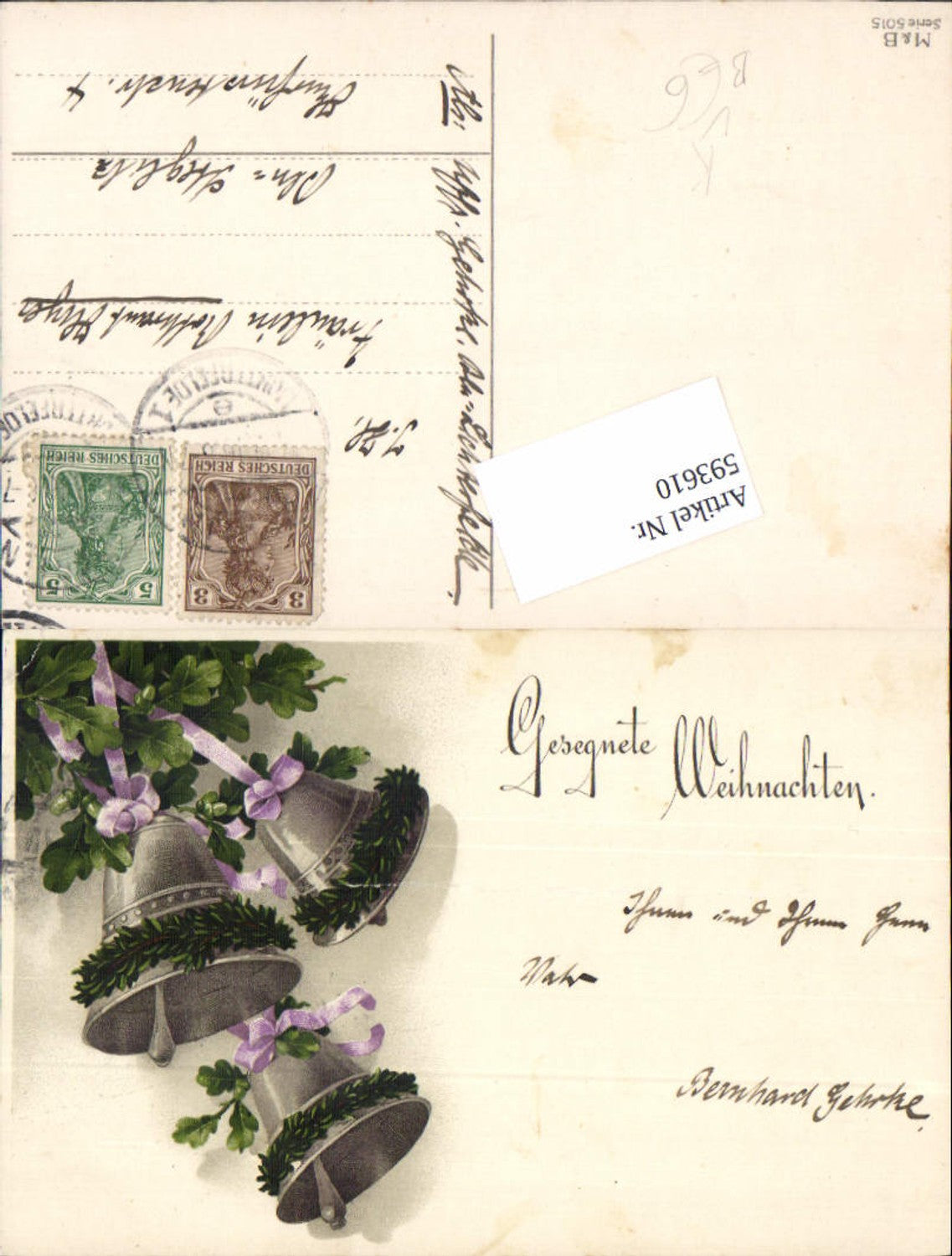593610,Künstler AK Meissner & Buch 5015 Weihnachten Glocken