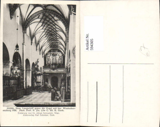 594305,Foto Ak Dom zu Gurk Langschiff Innen m. Orgel