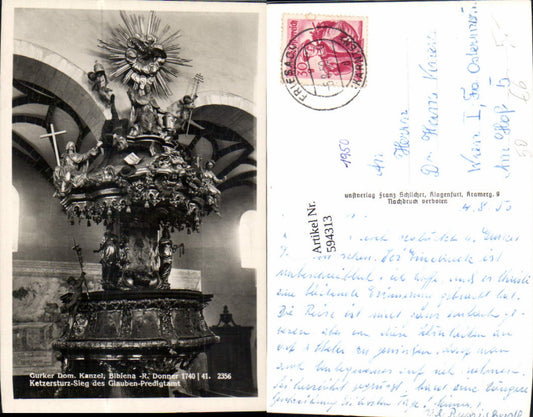 594313,Foto Ak Dom zu Gurk Innen Kanzel