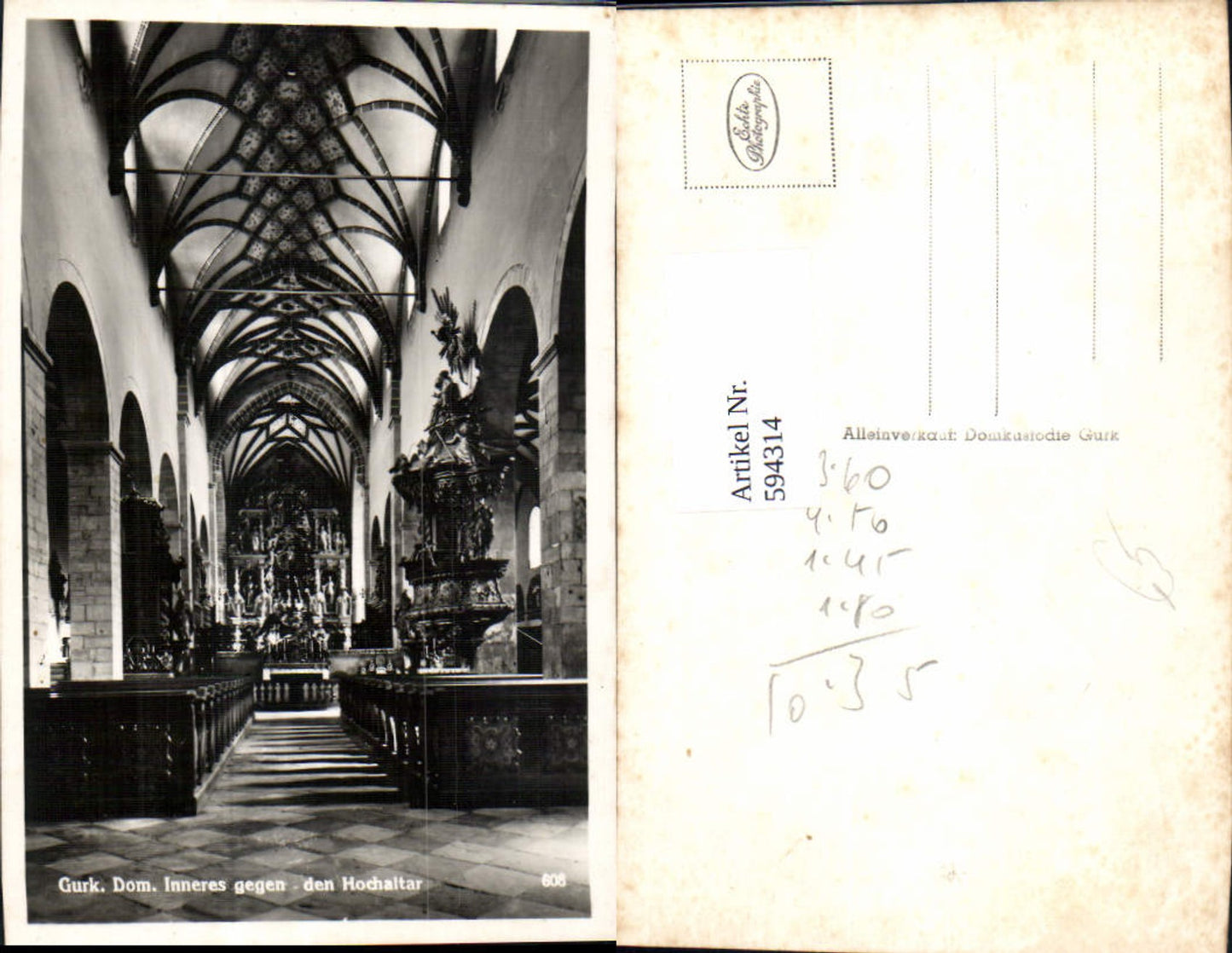594314, Photo Ak Gurk Cathedral Interior High Altar