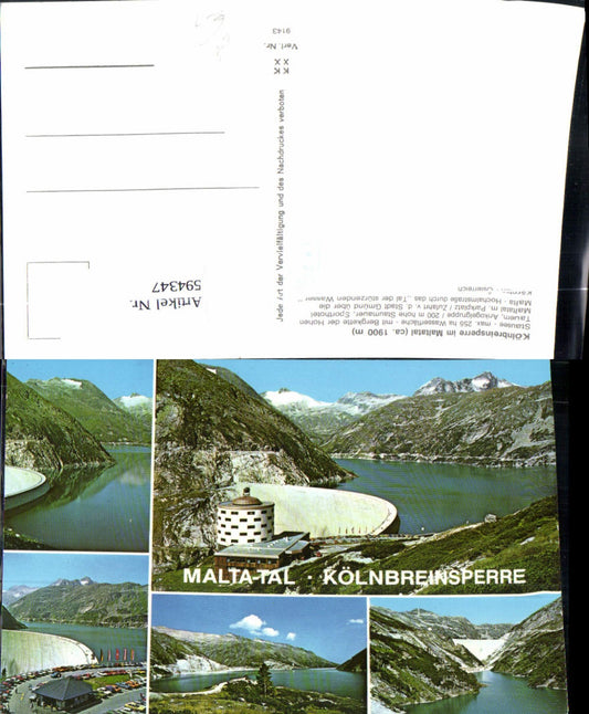 594347,Mehrbild Ak Malta Maltatal Kölnbreinsperre Talsperre
