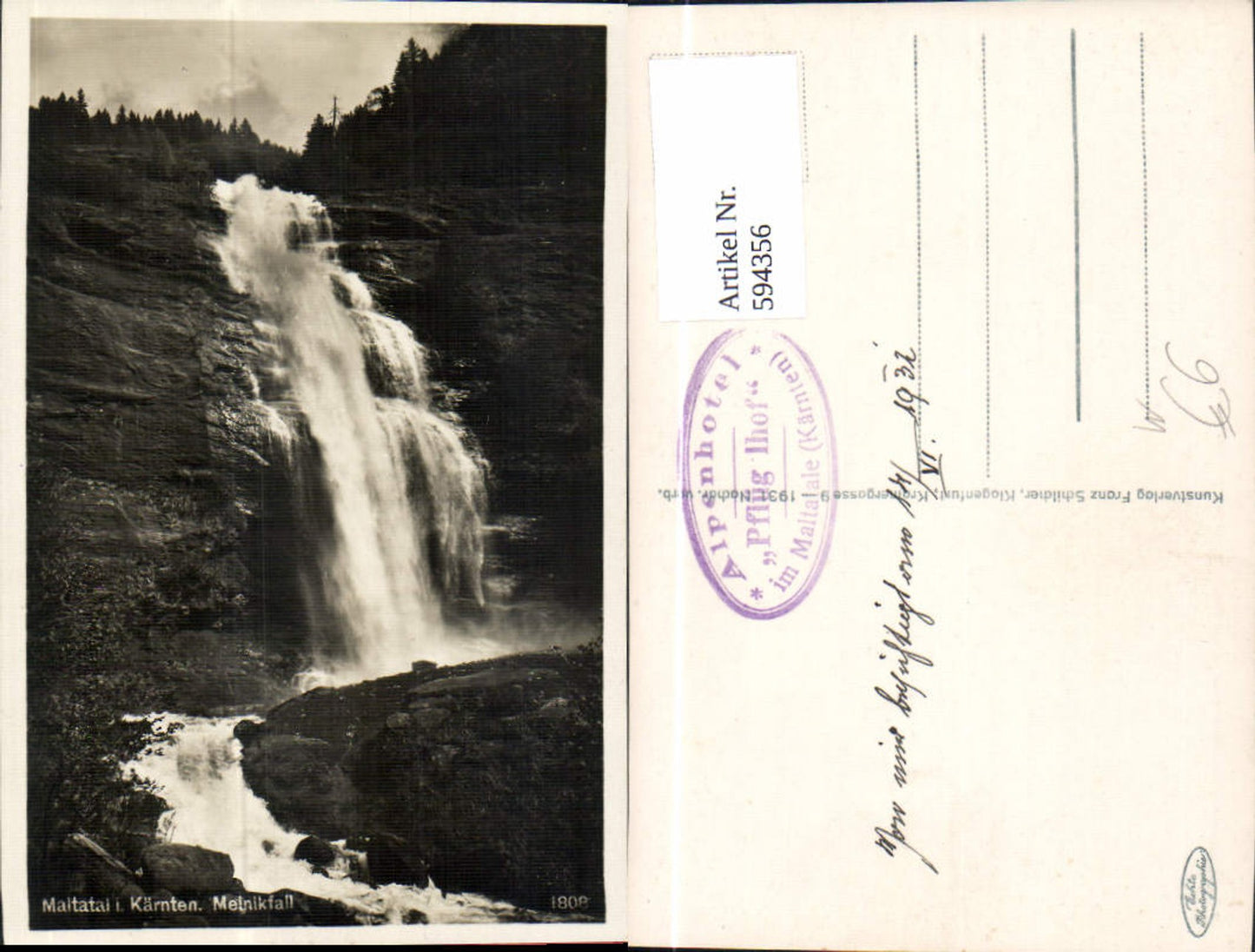 594356,Foto Ak Melnikfall Wasserfall Malta Maltatal