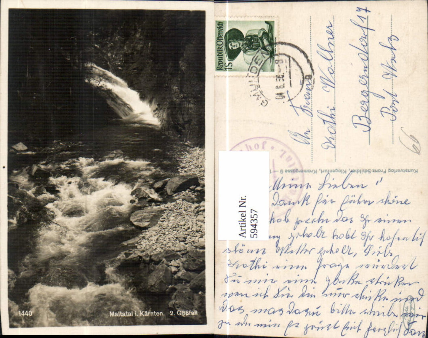 594357,Foto Ak Gößfall Wasserfall Malta Maltatal