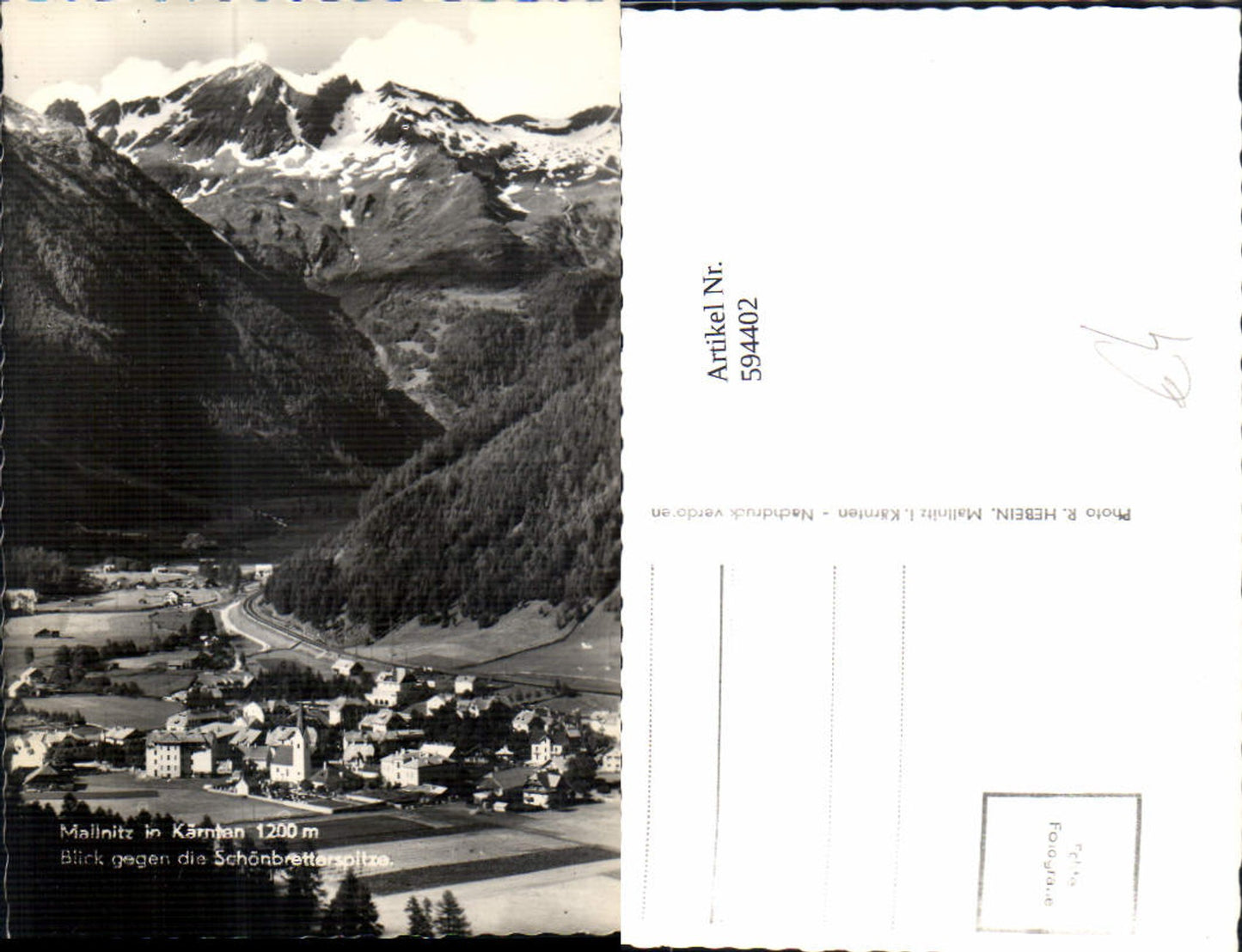 594402, Photo AK Mallnitz View towards Schönbretterspitze