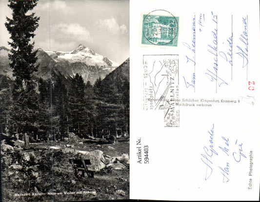594403,Foto Ak Mallnitz Motiv a. Weiher m. Ankogel