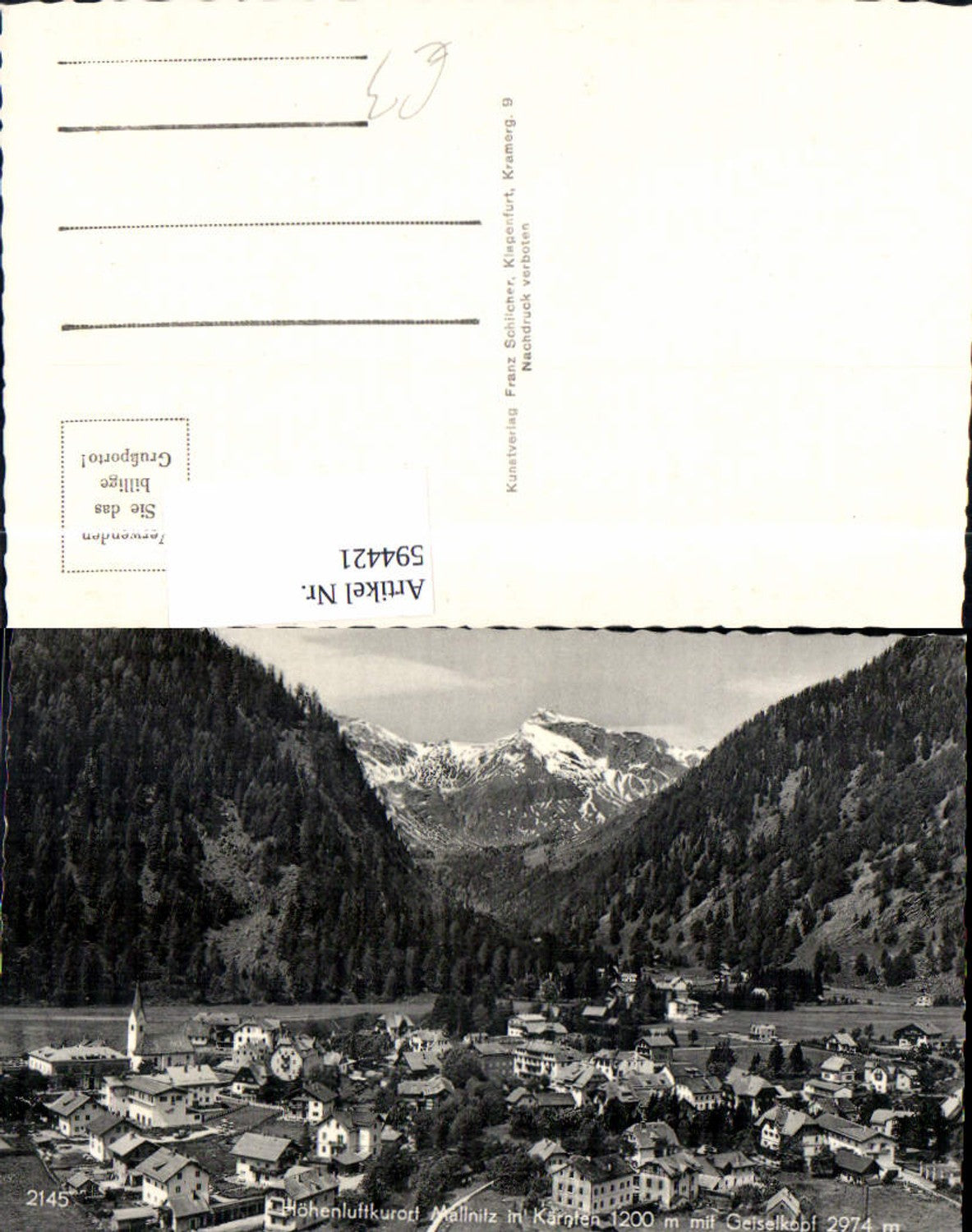 594421,Foto Ak Mallnitz m. Geiselkopf