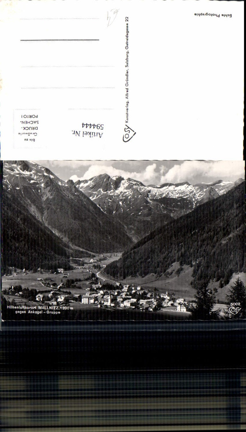 594444,Foto Ak Mallnitz geg. Ankogel-Gruppe