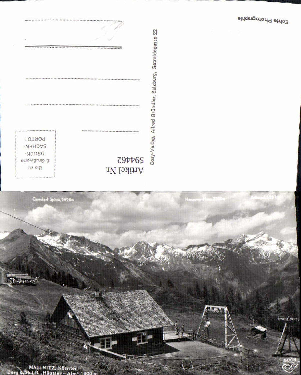 594462, Photo Ak Mallnitz Berg and ski lift Häusleralm chairlift