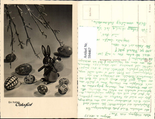 594467, Photo Easter Bunny Painted Eggs Branch