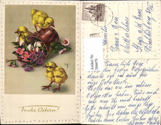 594479,Ostern Küken Eimer Kübel m. Blumen