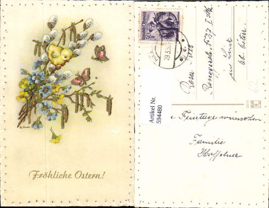 594480,Ostern Palmkätzchen Zweig Blumen Küken Schmetterling