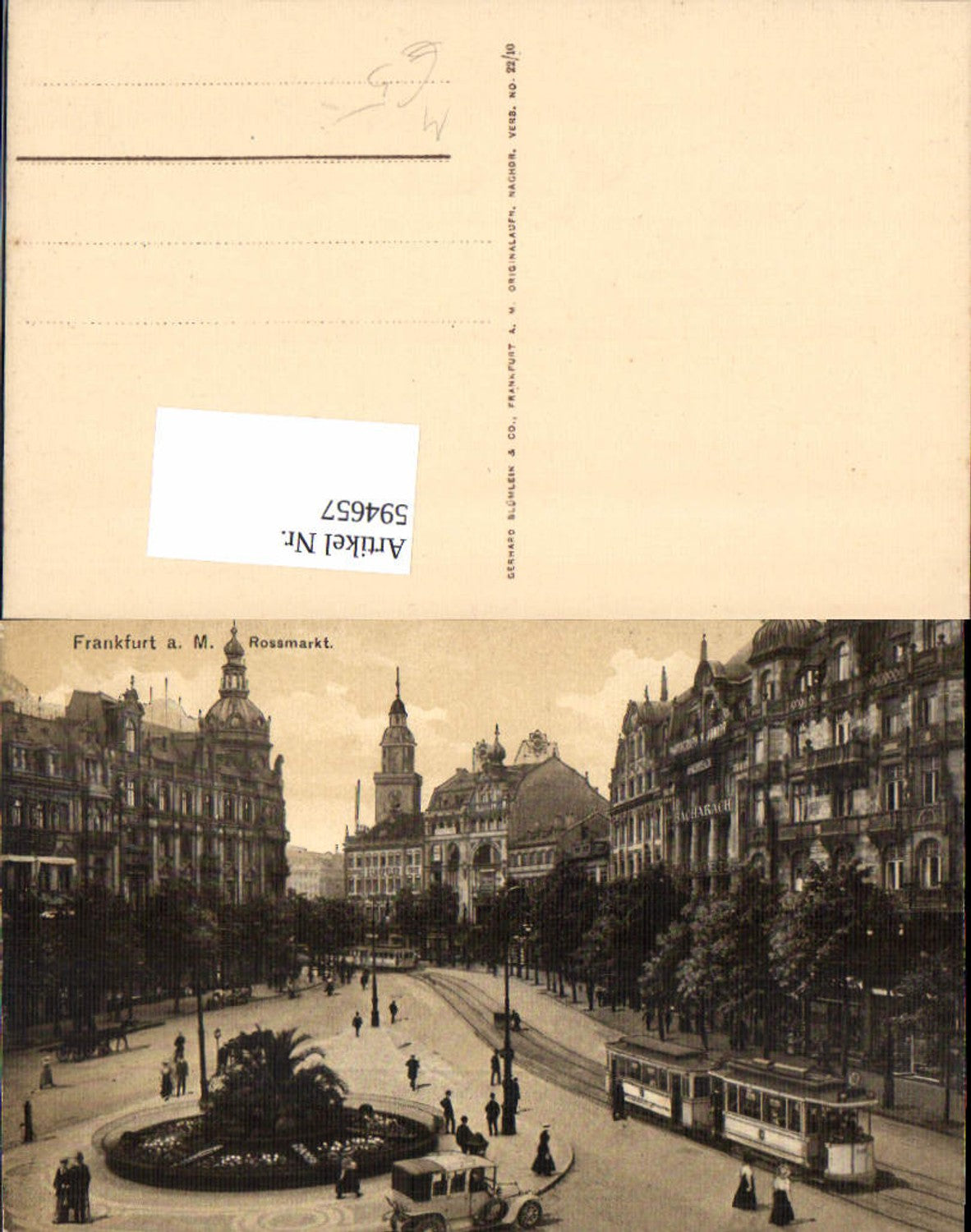 594657,Frankfurt am Main Rossmarkt Straßenbahn Auto Oldtimer