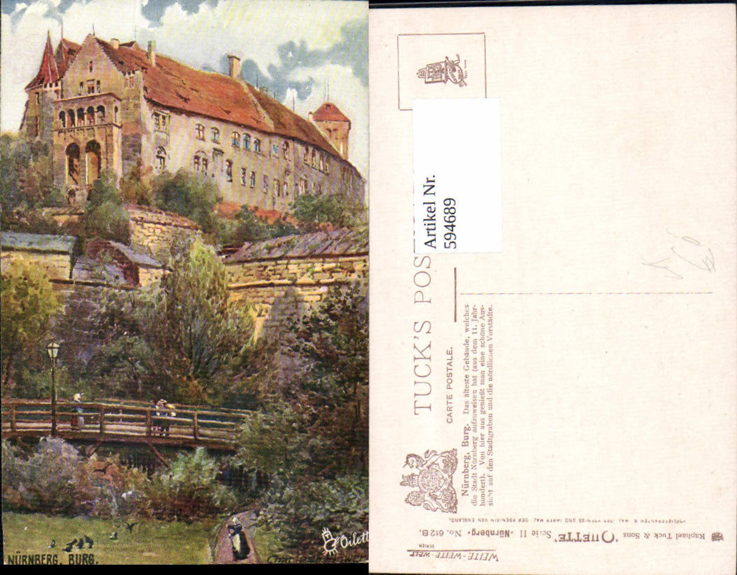 594689,Künstler AK Charles F. Flower Nürnberg Burg pub Tuck 612 B