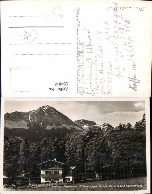 594818,Landhaus Friedenseck Schönau a. Königssee geg. Jenner Fagstein u. Kahlersberg