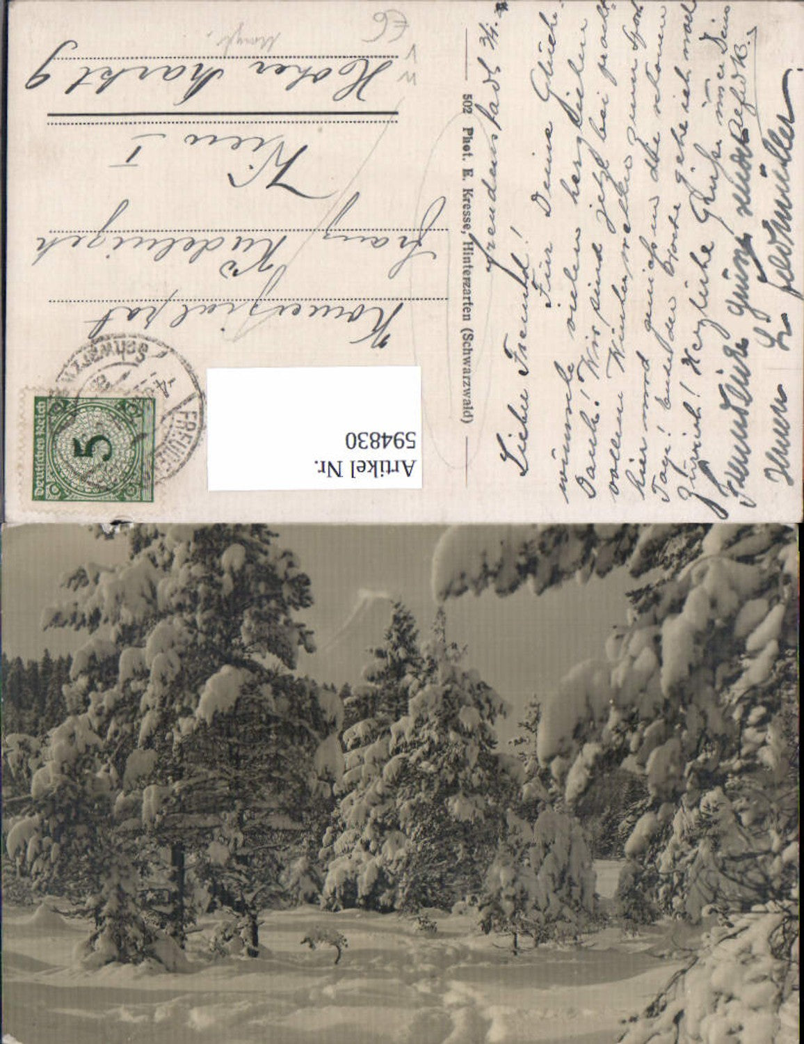594830,Winterwald Freudenstadt Umgebung pub Phot. E. Kresse 502 Hinterzarten