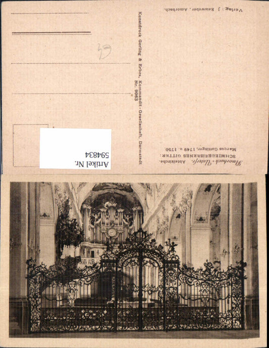 594834,Amorbach Abteikirche Schmiedeisernes Gitter Innen