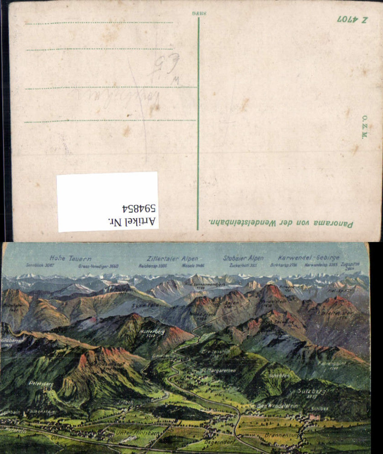 594854,Vogelschau Panorama v. d. Wendelsteinbahn Brannenburg