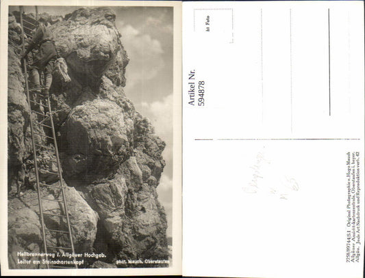594878,Foto Ak Heilbronnerweg Leiter a. Steinschartenkopf b. Oberstdorf Bergsteigen