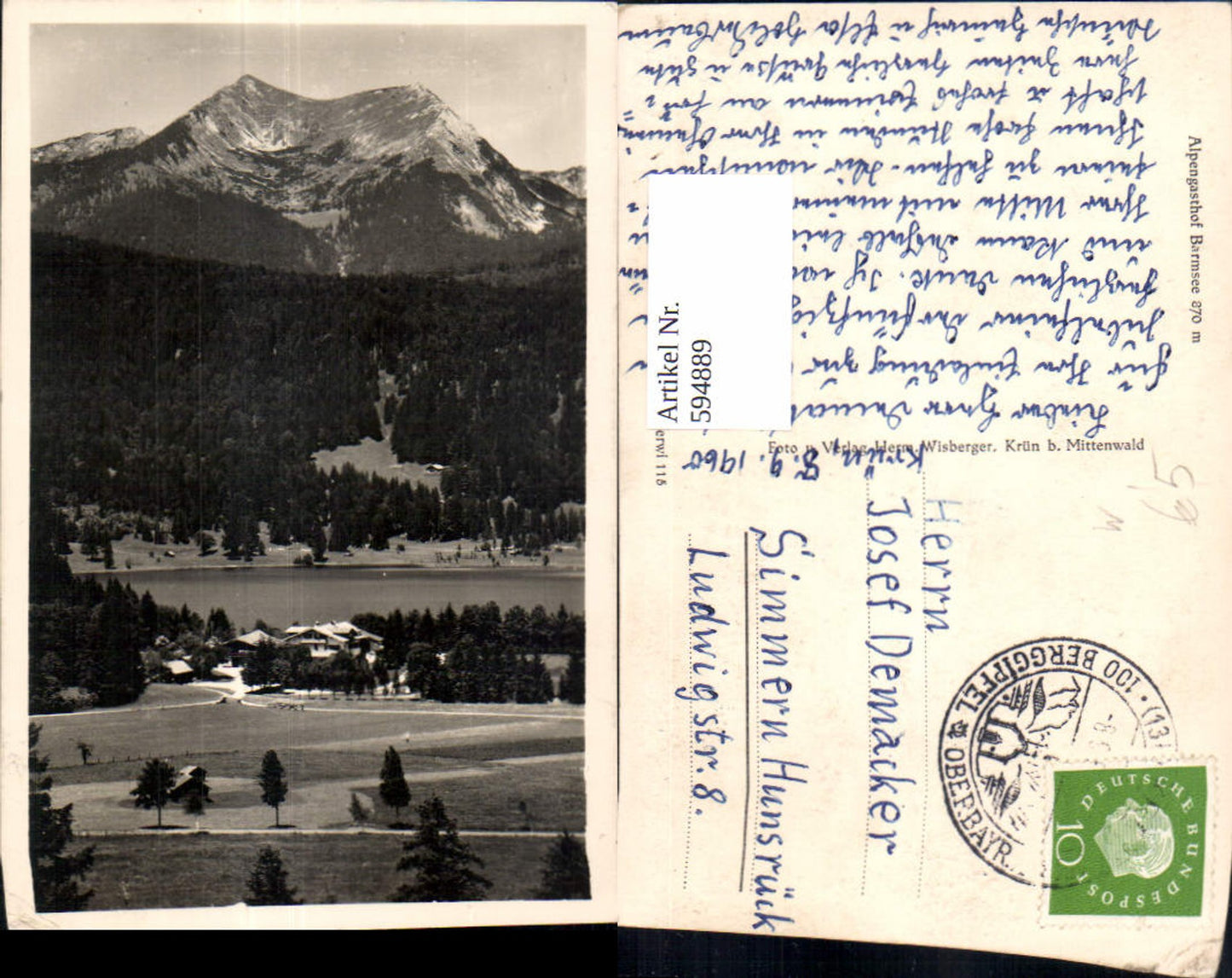 594889,Foto Ak Barmsee Alpengasthof Krün