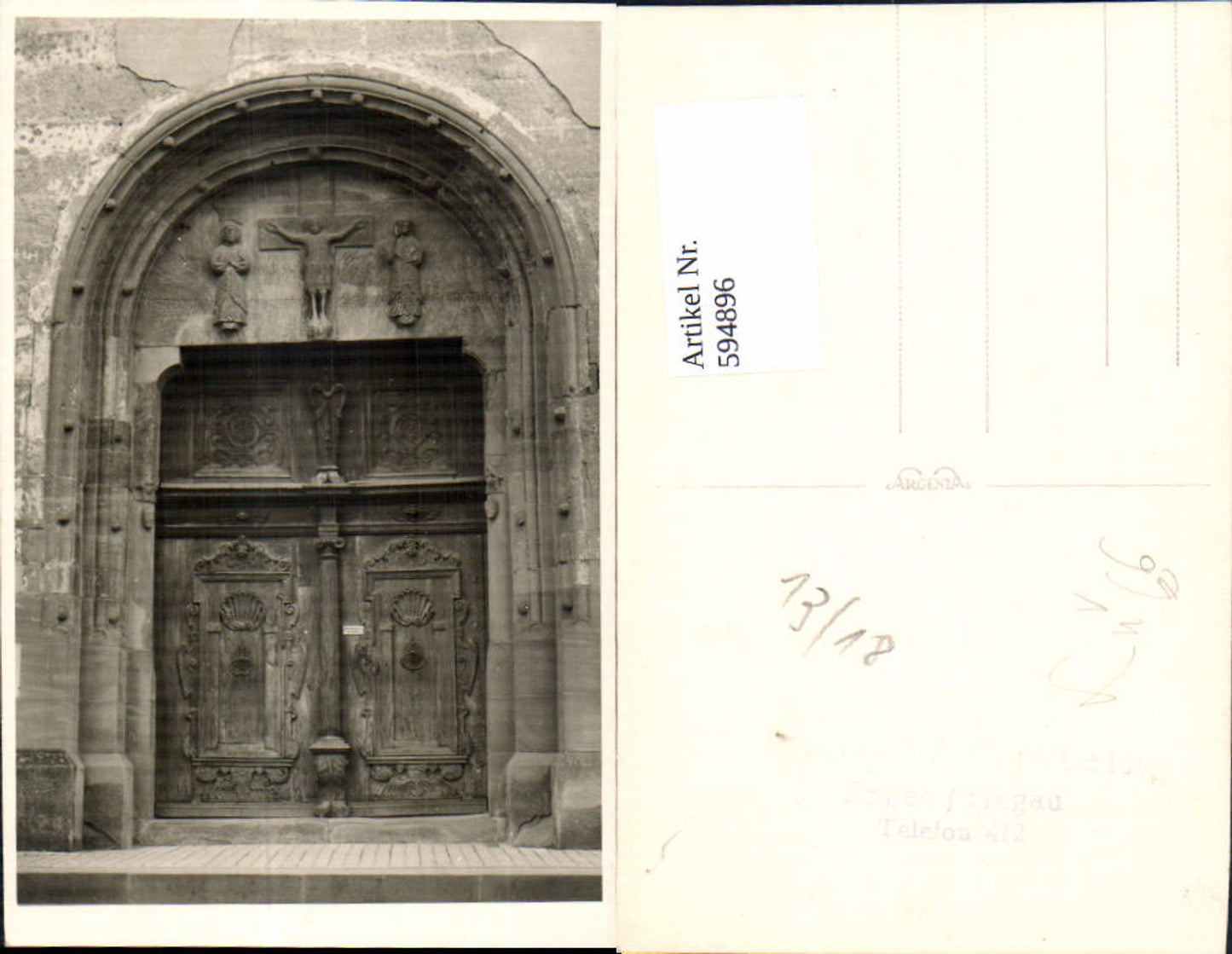 594896,Foto Ak Engen Hegau Ansicht Tür Portal Kirche pub Foto Wöhrstein