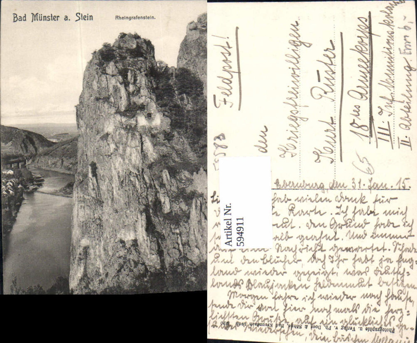 594911,Foto Ak Bad Münster a. Stein Bad Kreuznach Rheingrafenstein Felsen Gesteinsformation