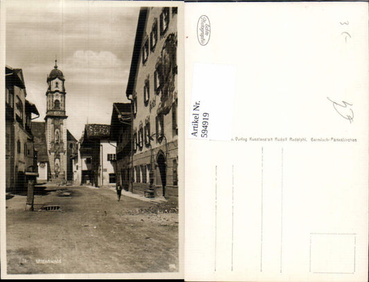 594919, Photo AK Mittenwald village scene