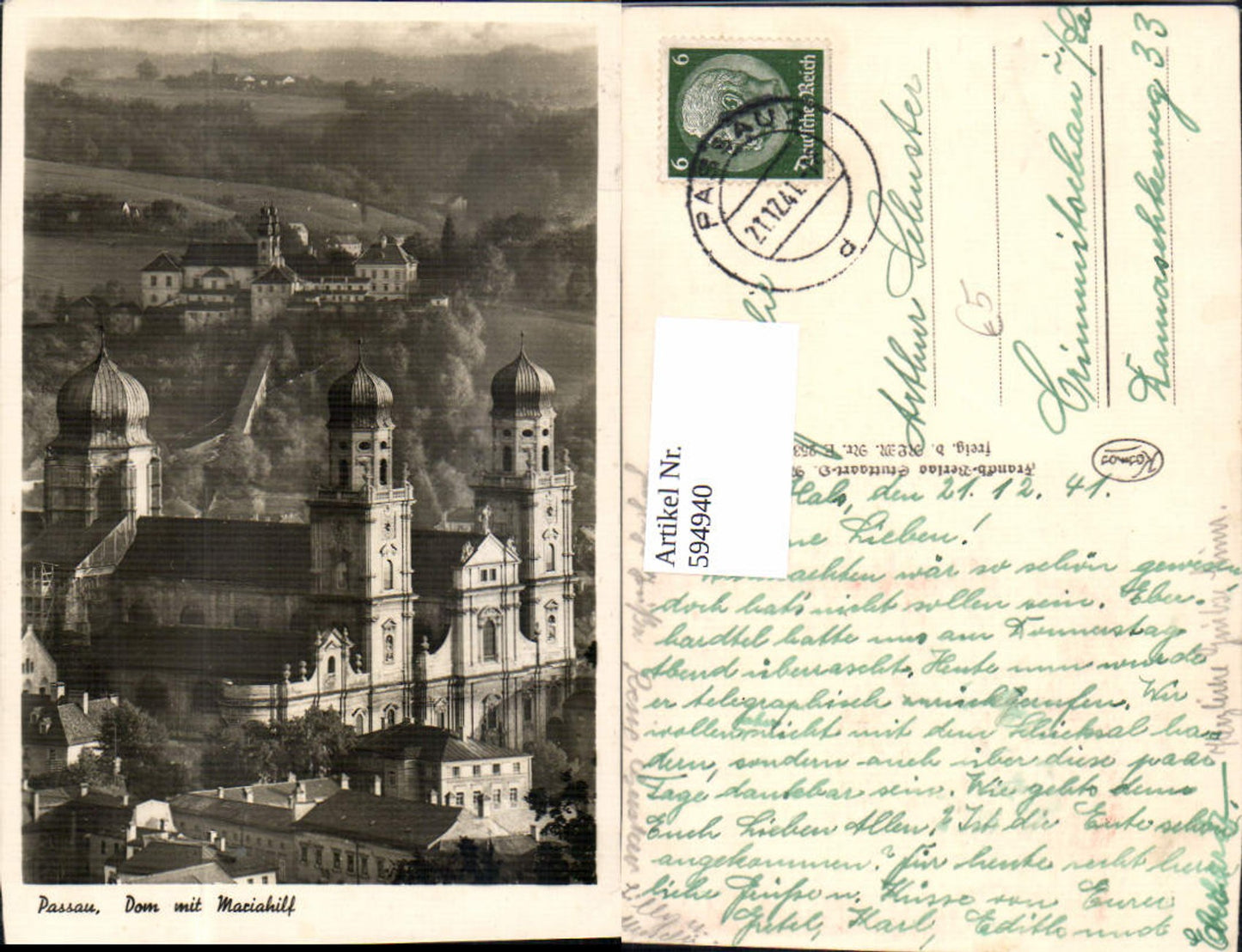 594940, Photo Ak Passau Cathedral with Mariahilf